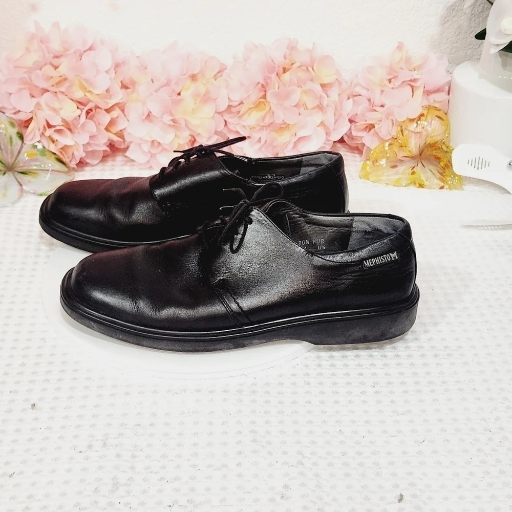 Mephisto Black Leather Lace-Up Shoes Air-Jet Size 11